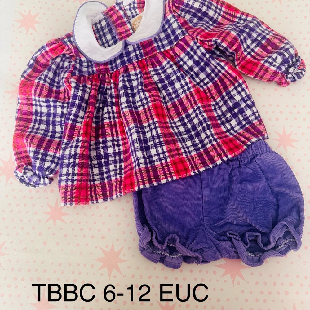 TBBC Plaid Pink & Purple Infant Top with Purple Cord Bloomers